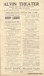 Alvin Theater Pittsburgh Program Single Sheet Feb 21 1916