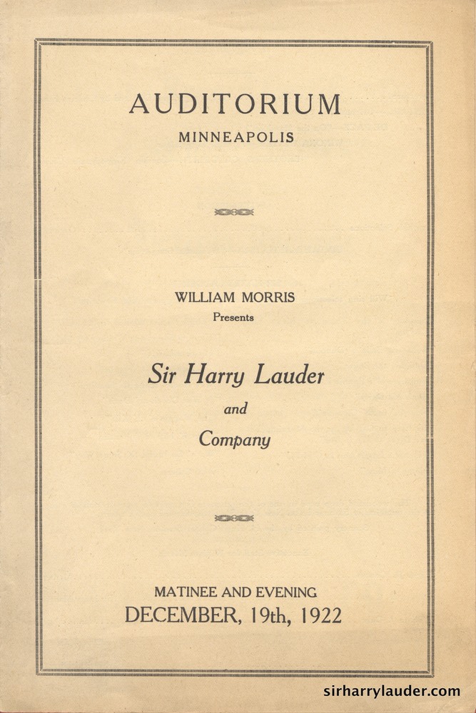Auditorium Minneapolis Programme Bi Fold Dec 19 1922 -1