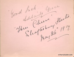 Autograph Album Page Three Cheers 1917 Adelaide Grace