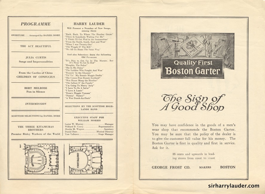 Boston Opera House Programme Bi-Fold Dec 23 1918 Reverse