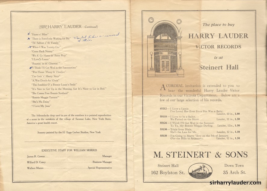 Boston Opera House Programme Bi-Fold Undated Reverse