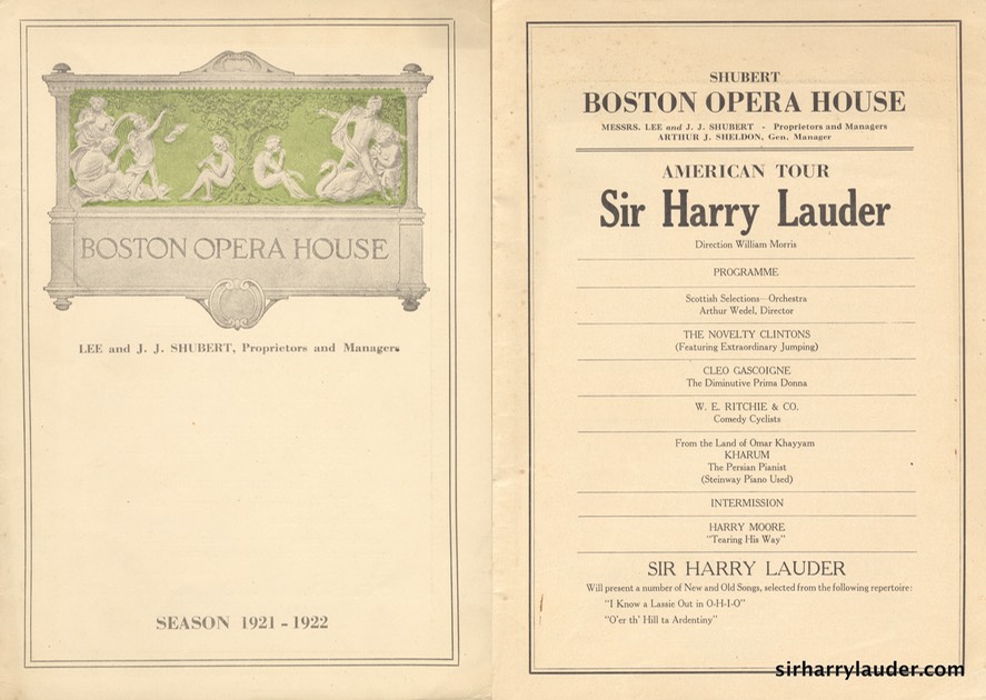 Boston Opera House Programme Booklet 1921 22 -1