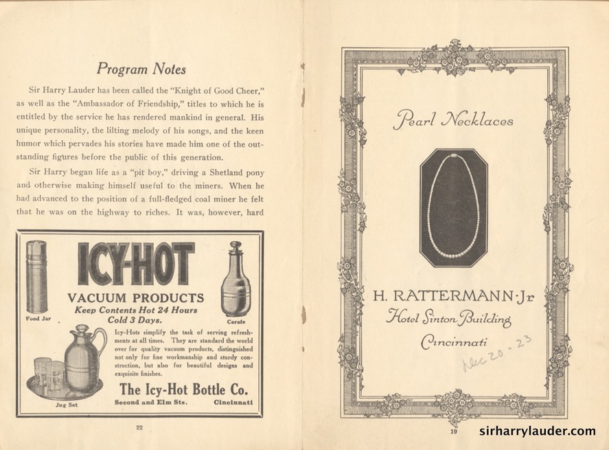 Cincinnati Program Signed Excerpt Dec 20 1923 Reverse