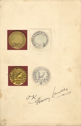 Design Of Medal For Harry Lauder Fund Front With Actual Medal Approved By Sir Harry Undated