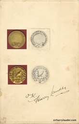 Design Of Medal For Harry Lauder Fund Front With Actual Medal Approved By Sir Harry Undated