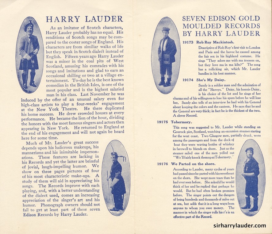 Edison Company Pamphlet For New Lauder Records Feb 1908**** -2