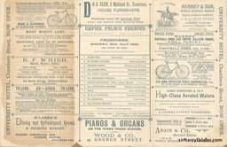 Empire Palace Theatre Edinburgh Programme Dated Apr 29 1895 Reverse