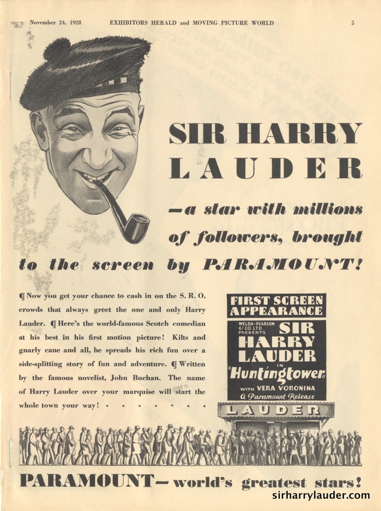 Exhibitors Herald Magazine Huntingtower Advert Nov 24 1928