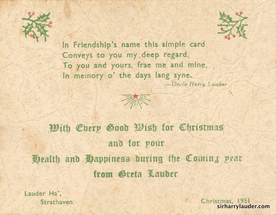 Greta Lauder Christmas Card 1951