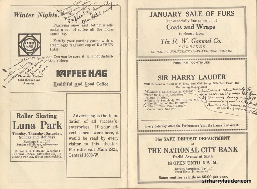 Hanna Theatre Cleveland Ohio Programme Booklet Jan 2 1922 -3