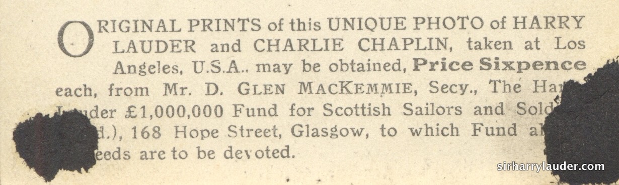 Lauder and Chaplin Sale Print Reverse