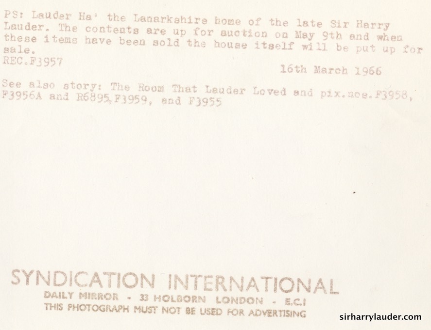 Lauder Ha' Strathaven Sale 1966 -1 Reverse