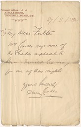 Letter Handwritten from Tooting to Mr Fulton 3 27 1908