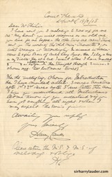Letter Handwritten To Mr Philis By Sir Harry Court Theatre L Pool 19 2 08