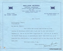 Letter Typewitten & Signed On Wm Morris Letterhead Ti WM Temple Includes Inscribed Photo PC Oct 1922 -002