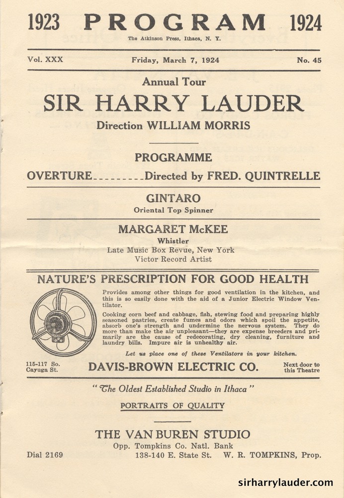 Lyceum Ithaca NY Program Booklet March 7 1924 -2