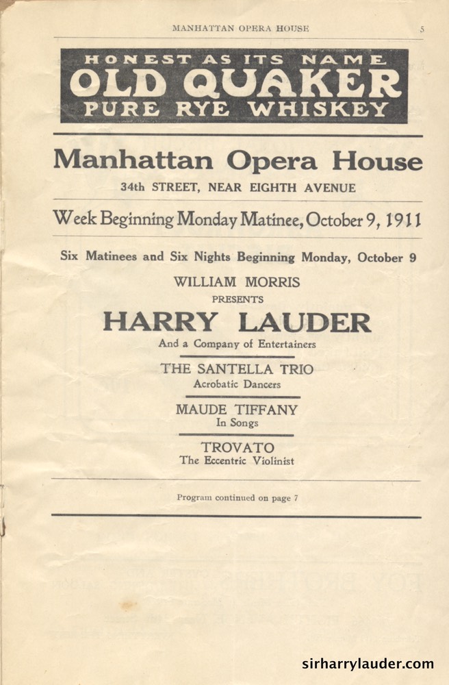 Manhattan Opera House New York Programme Booklet Oct 9 1911 -2