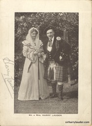 Mr & Mrs Harry Lauder Matted Pencil Signed Undated