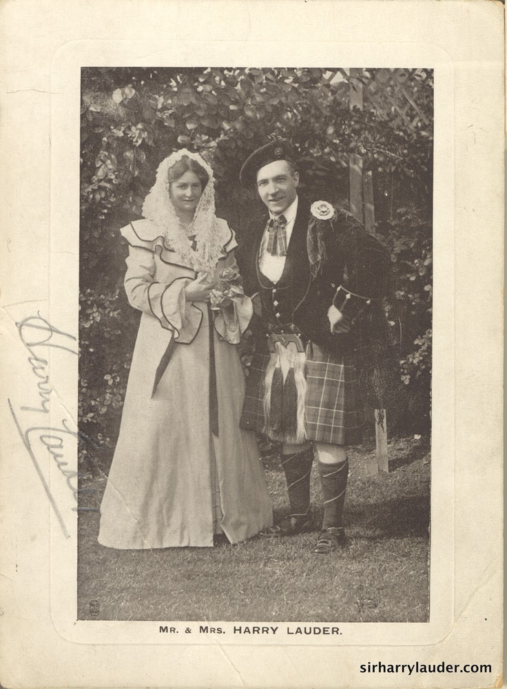 Mr & Mrs Harry Lauder Matted Pencil Signed Undated