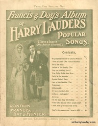 Music Booklet Francis & Days Album Of Harry Lauders Popular Songs Cover Light Green London Undated