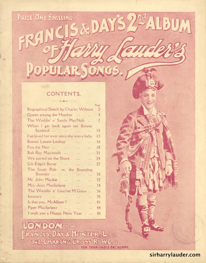 Music Booklet Francis & Days 2nd Album Of Harry Lauders Popular Songs Cover Red London -1