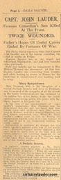Newspaper Daily Sketch Death of John Lauder Jan 2 1917 -2