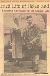 Newspaper Photo Winnpeg Sir Harry & Lady Lauder On Aquitania Nov 20 1926 