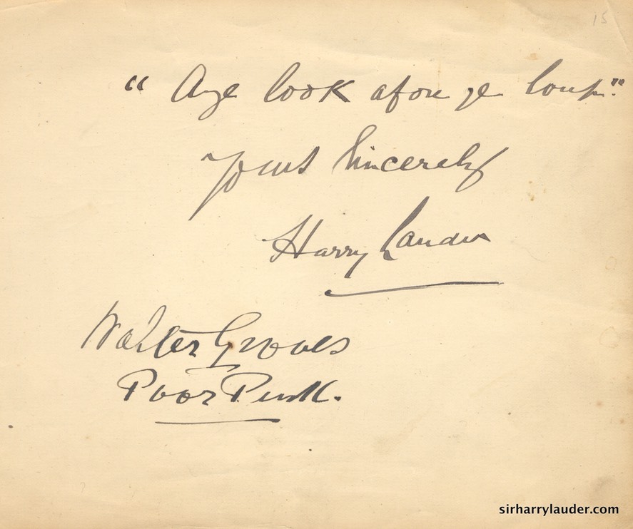 Paper inscribed & Signed Aye Look Afore Ye ??? Walter Groves Poor P??? Undated