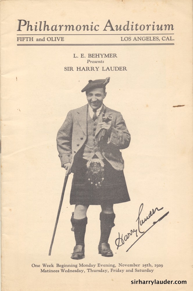 Philharmonic Auditorium Los Angeles Programme Booklet Nov 25 1929 -1