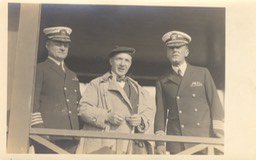 Photo Postcard Sir Harry with Two US Naval Officers - Undated