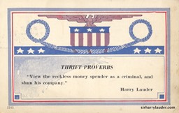 Postcard Thrift Proverbs Harry Lauder Postmarked 1920