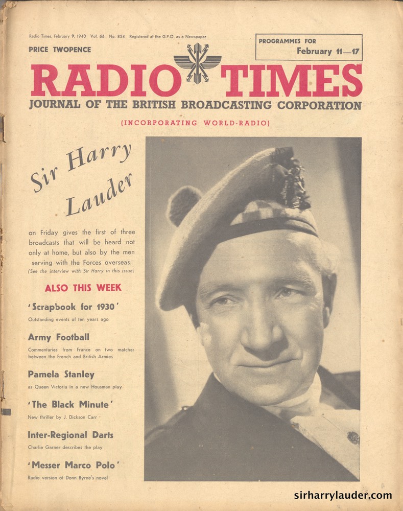Radio Times Happy Sir Harry Feb 9 1940 -Cover