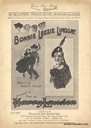 Sheet Music Bonnie Leezie Lindsay Francis Day & Hunter London 1909