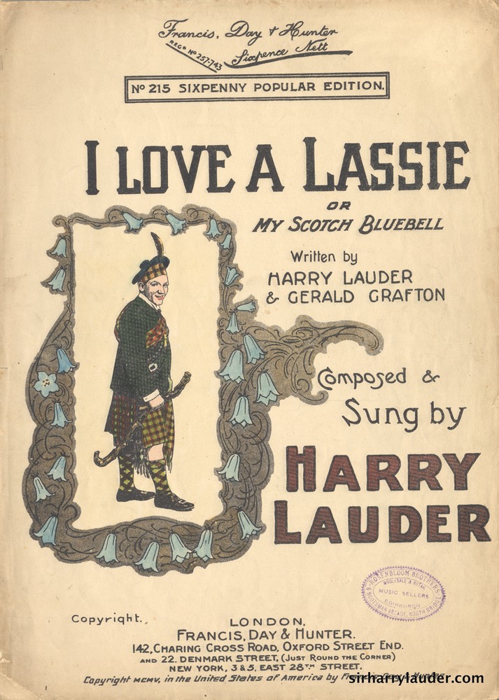 Sheet Music I Love A Lassie Francis Day & Hunter London 1905