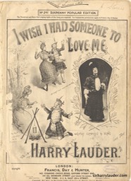 Sheet Music I Wish I Had Someone To Love Me Francis Day & Hunter London 1905
