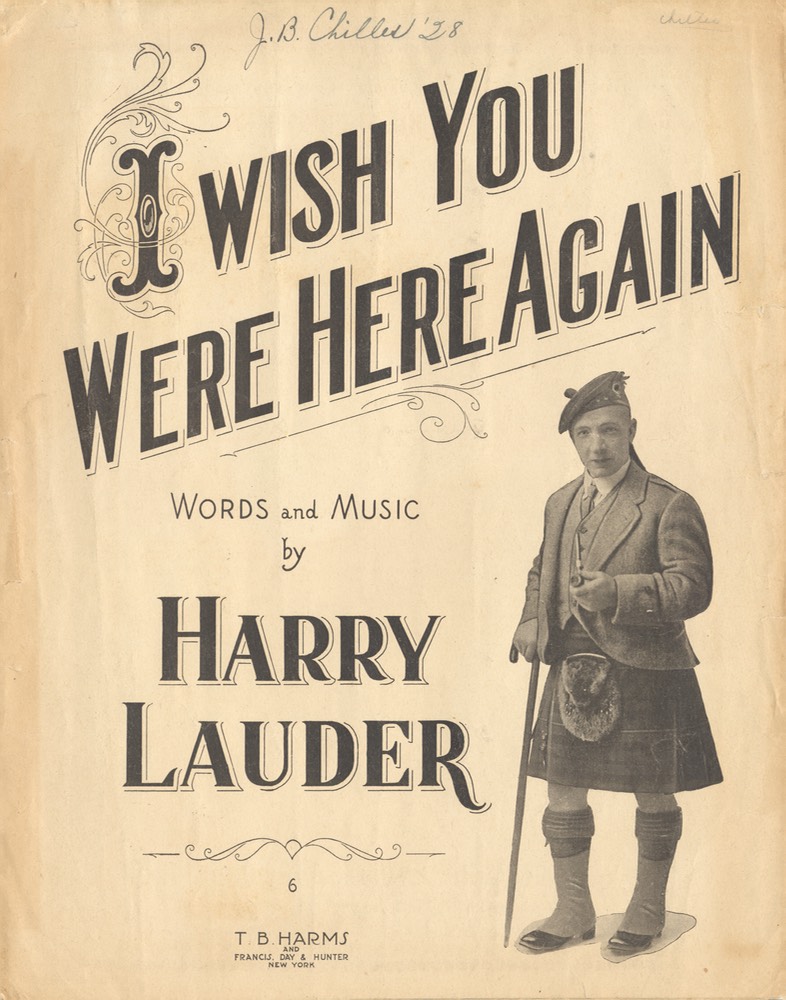 Sheet Music I Wish You Were Here Again TB Harms & Francis Day & Hunter NY** 1919