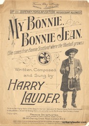 Sheet Music My Bonnie Bonnie Jean Francis Day & Hunter London 1905