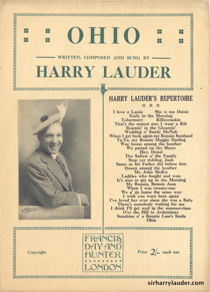 Sheet Music Ohio Francis Day & Hunter London 1921