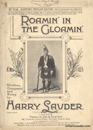 Sheet Music Roamin In The Glomin Francis Day & Hunter London 1911