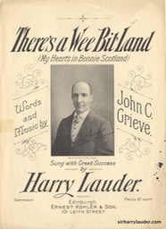 Sheet Music Theres A Wee Bit Land Ernest Kohler & Son Edinburgh Undated