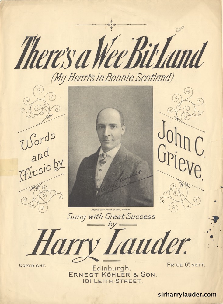 Sheet Music Theres A Wee Bit Land Ernest Kohler & Son Edinburgh Undated
