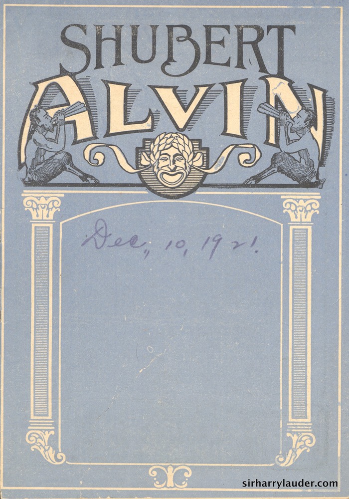 Shubert Alvin Pittsburgh Programme Booklet Dec 10 1921 -1