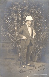 Signed Harry Lauder Photo in Pith Helmut No Date