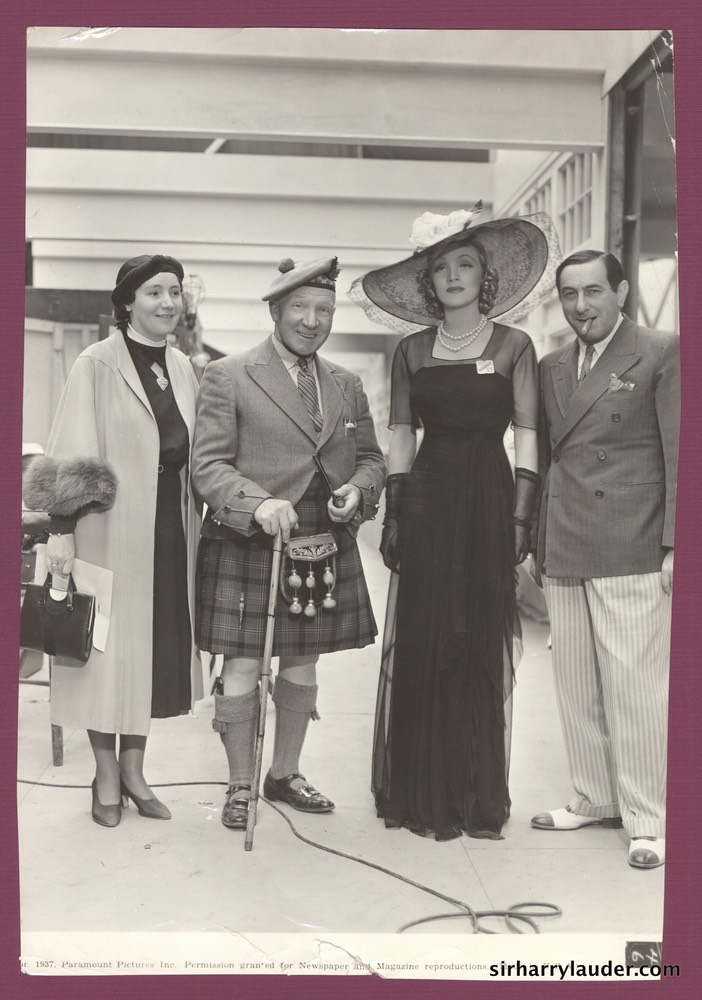 Sir Harry & Greta Lauder with Marlene Dietrich & Ernst Lubitsch 1937