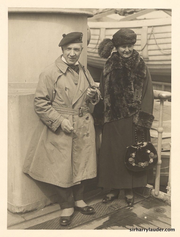 Sir Harry & Lady Lauder On Unknown Ship Undated Perhaps Apr 21, 1922 ***