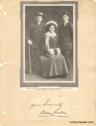 Sir Harry Lady Lauder & John Lauder Scrapbook Page With Autograph Undated