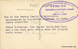 Sir Harry Lauder Col. Walter Scott Photo 2 Reverse
