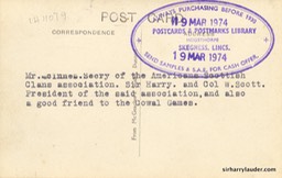 Sir Harry Lauder Col. Walter Scott Photo 1 Reverse
