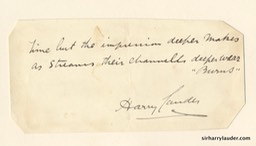 Small Paper Glued To Card Inscribed With Quote Fron Burns & Signed Undated