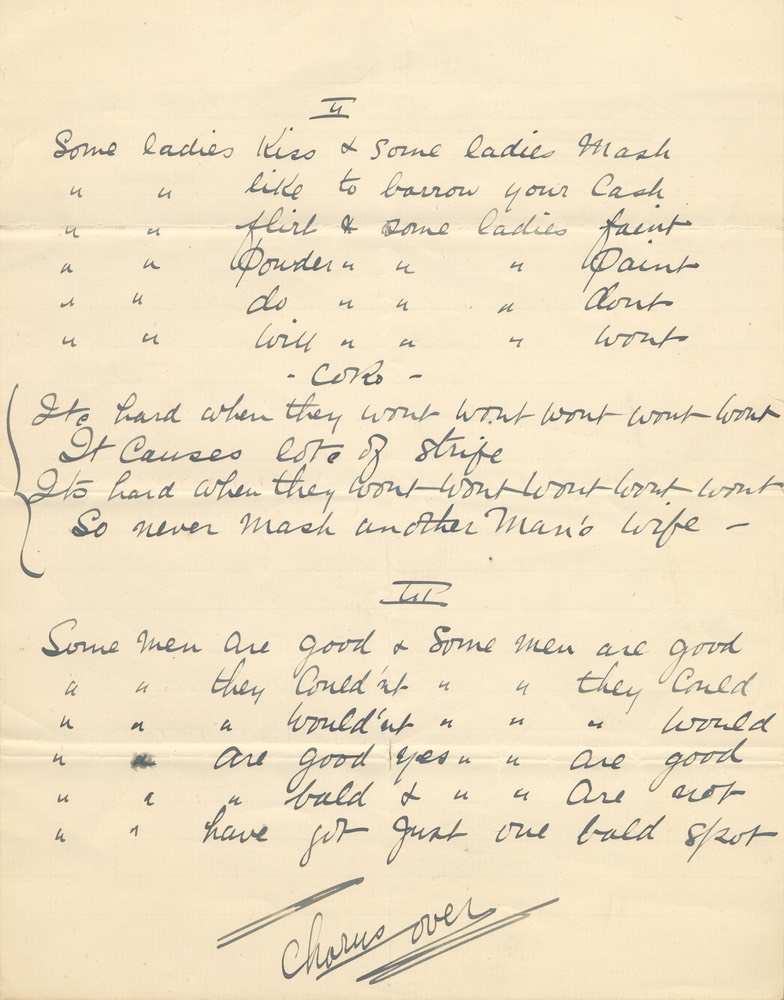 Song Lyrics Some People Do Other People Dont Handwritten Possibly By ??? Undated -2